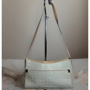 Vintage Arcadia Blue/Gray & Tan Handbag Patent Leather Shoulder Bag Purse Small